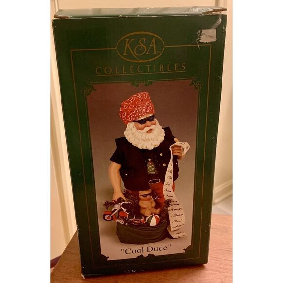 Vtg KURT‎ ADLER KSA Collections Fabriche "Cool Dude" 10" Biker Santa Figurine - Picture 1 of 12
